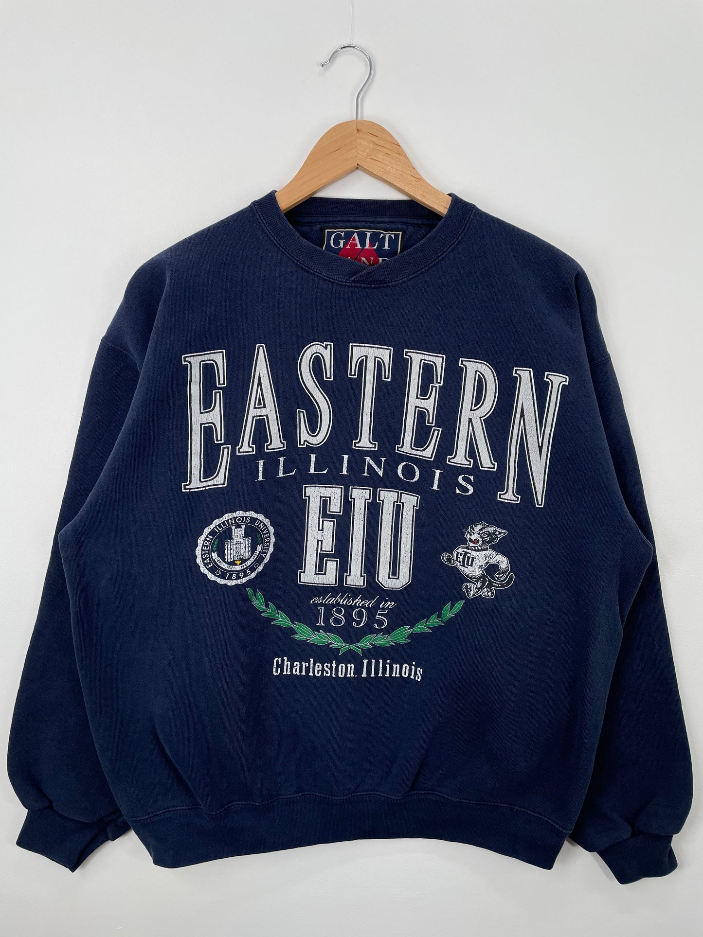 90's EASTRN ILLINOIS EIU MAde in USA Size L Vintage College Sweat-shirt / F4251S