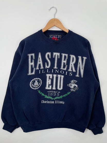 90's EASTRN ILLINOIS EIU MAde in USA Size L Vintage College Sweat-shirt / F4251S