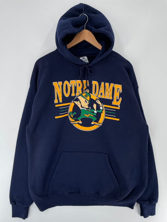 90's NOTRE DAME Made in USA Size XL Vintage College Hoodie Sweat-Shirt / E7093S