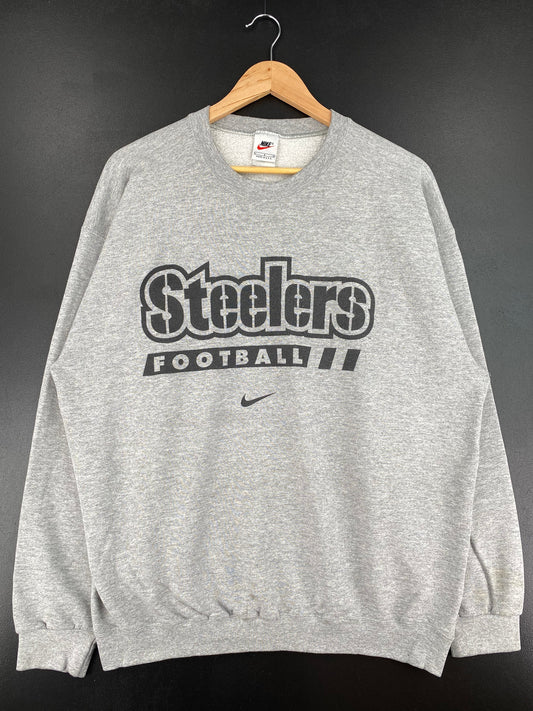 90's NIKE x PITTSBURGH STEELERS Made in USA Size L Vintage NFL Sweat-Shirt / G2351S