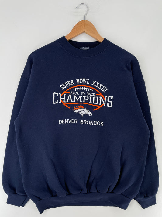 1999 DENVER BRONCOS Size L Vintage College Sweat-shirt / E9926S