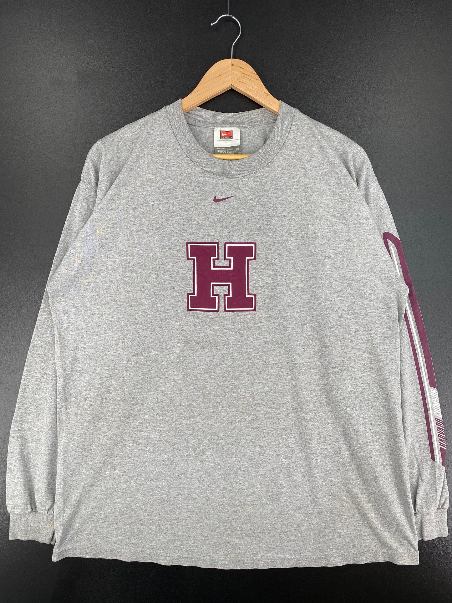 00' NIKE x HARVARD CRIMSON Size L Vintage College Long Sleeve T-Shirt / F340T
