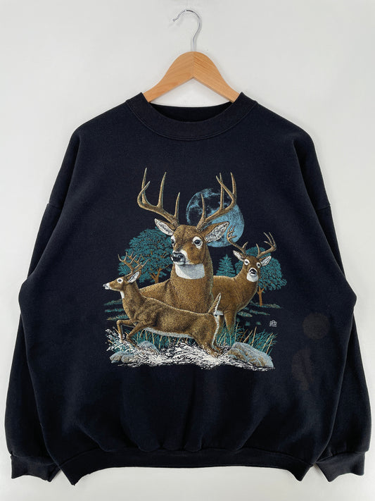 90's DEER Made in USA Size XXL Vintage Animal Sweat-Shirt / F1874S