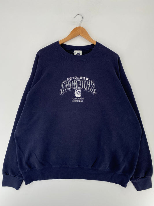 2002 NCAA NATIONAL CHAMPIONS UCONN WOMEN'S BASKETBALL Size XXL Vintage College Sweat-shirt / F5989S