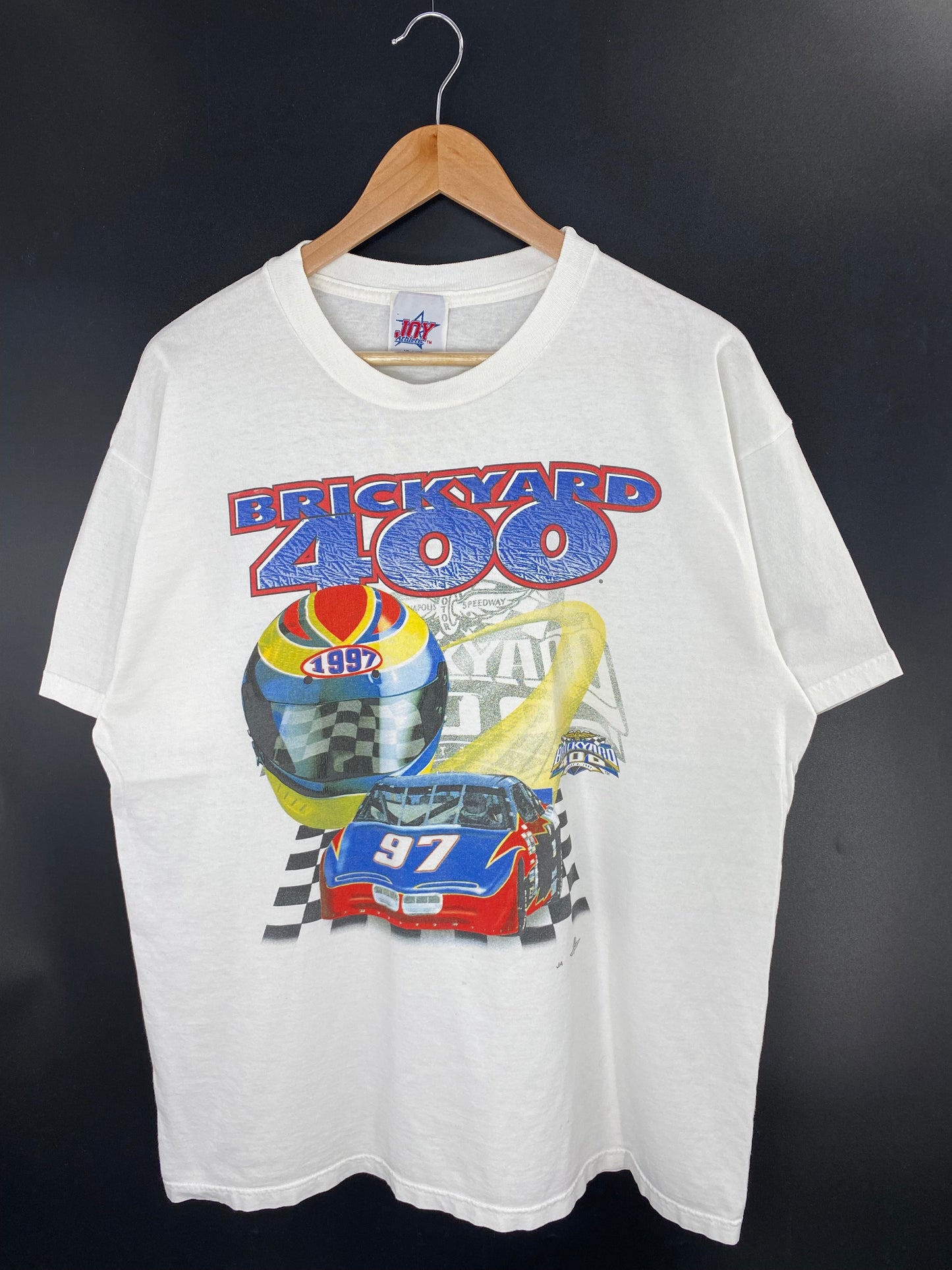 .1997 BRICKYARD 400 Made in USA Size XL Vintage Racing T-Shirts / E9133T