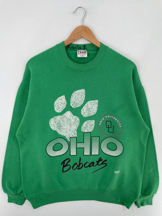 90's OHIO BOBCATS Made in USA Size XL Vintage College Sweat-shirt / F1489S