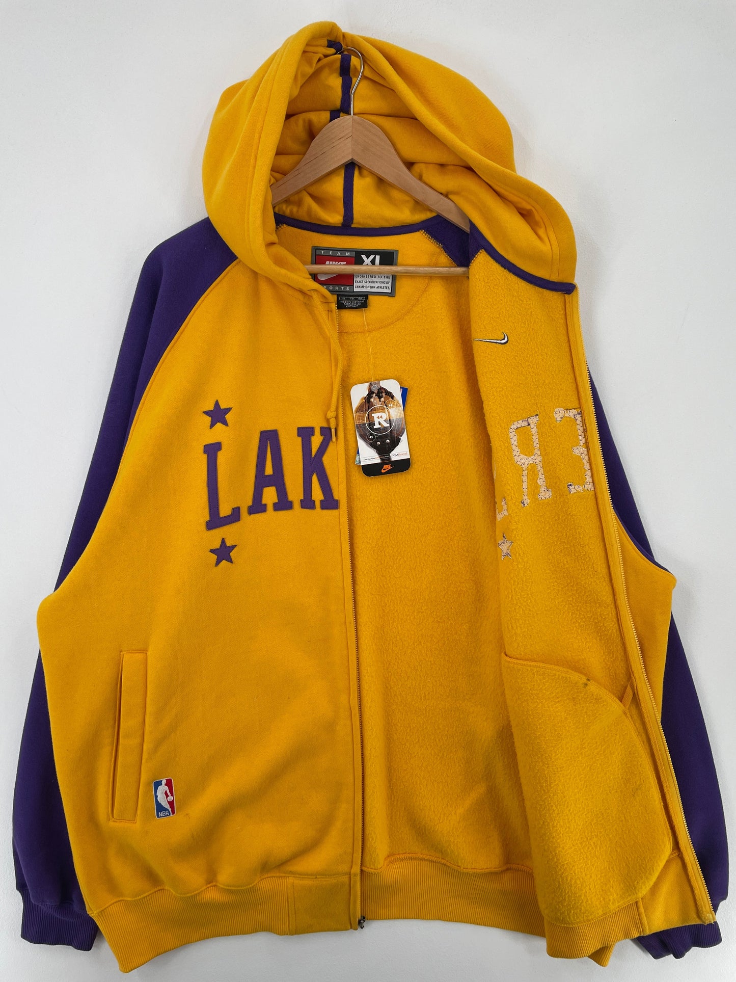 00' Deadstock NIKE x LOS ANGELES LAKERS Size XL Vintage Hoodie Zip-up Sweat-shirt / F5775S