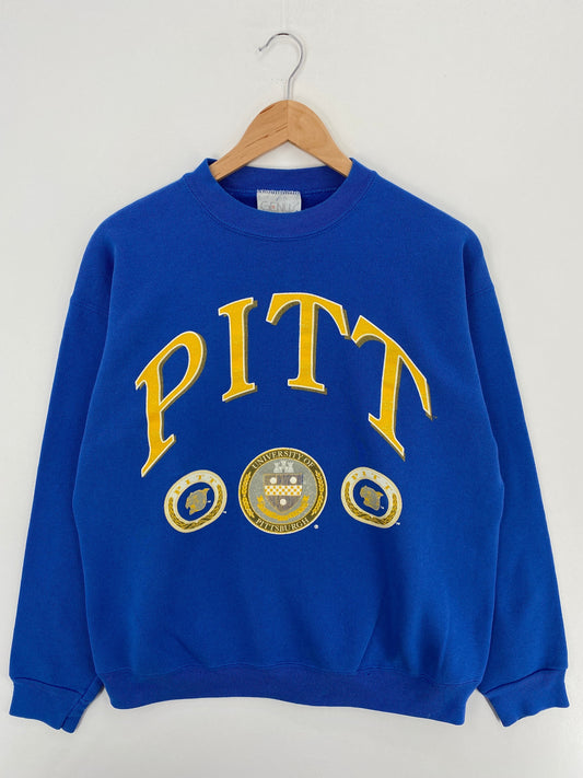 90’s UNIVERSITY OF PITTSBURGH Made in USA Size Approx.L Vintage College Sweat-Shirt / F8505S