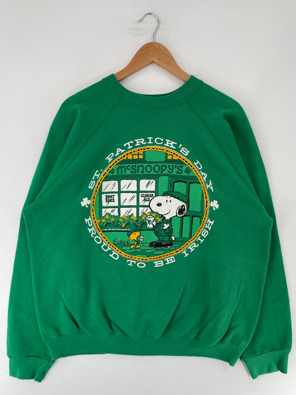 80's SNOOPY ST. PATRICK'S Made in USA Size XL Vintage Sweat-shirt / F193S