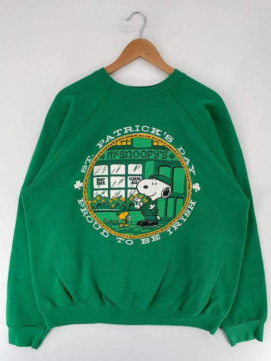 80's SNOOPY ST. PATRICK'S Made in USA Size XL Vintage Sweat-shirt / F193S