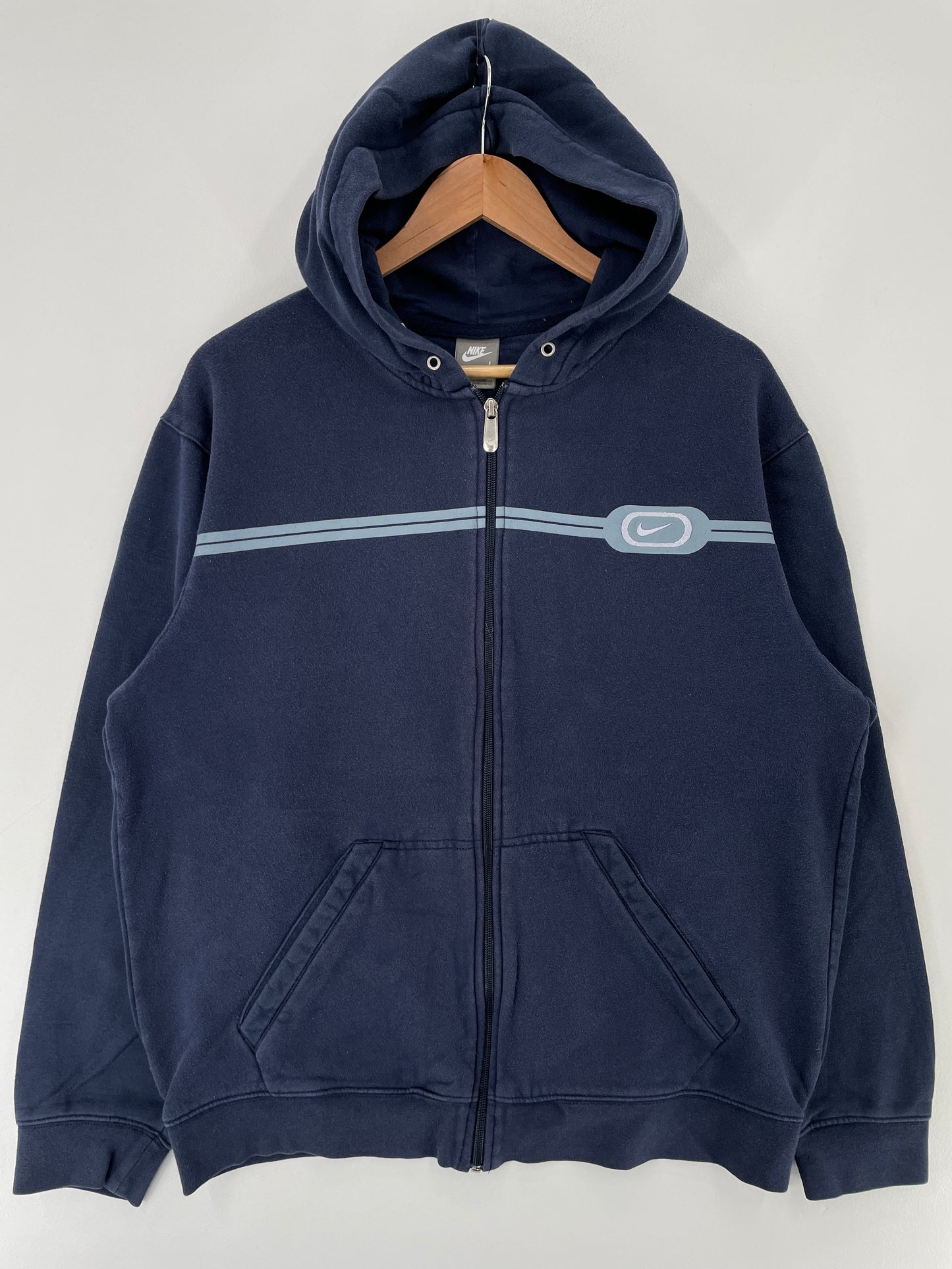 .00' NIKE Size L Vintage College Zip-up Hoodie Sweat-Shirt / E8037S