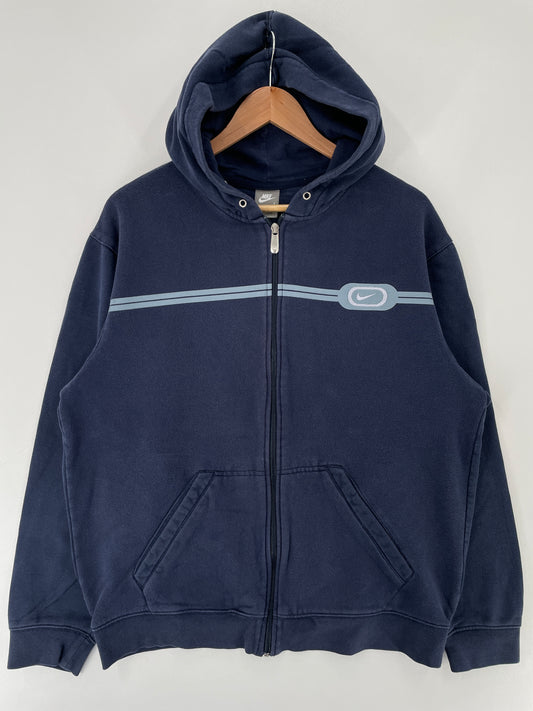.00' NIKE Size L Vintage College Zip-up Hoodie Sweat-Shirt / E8037S
