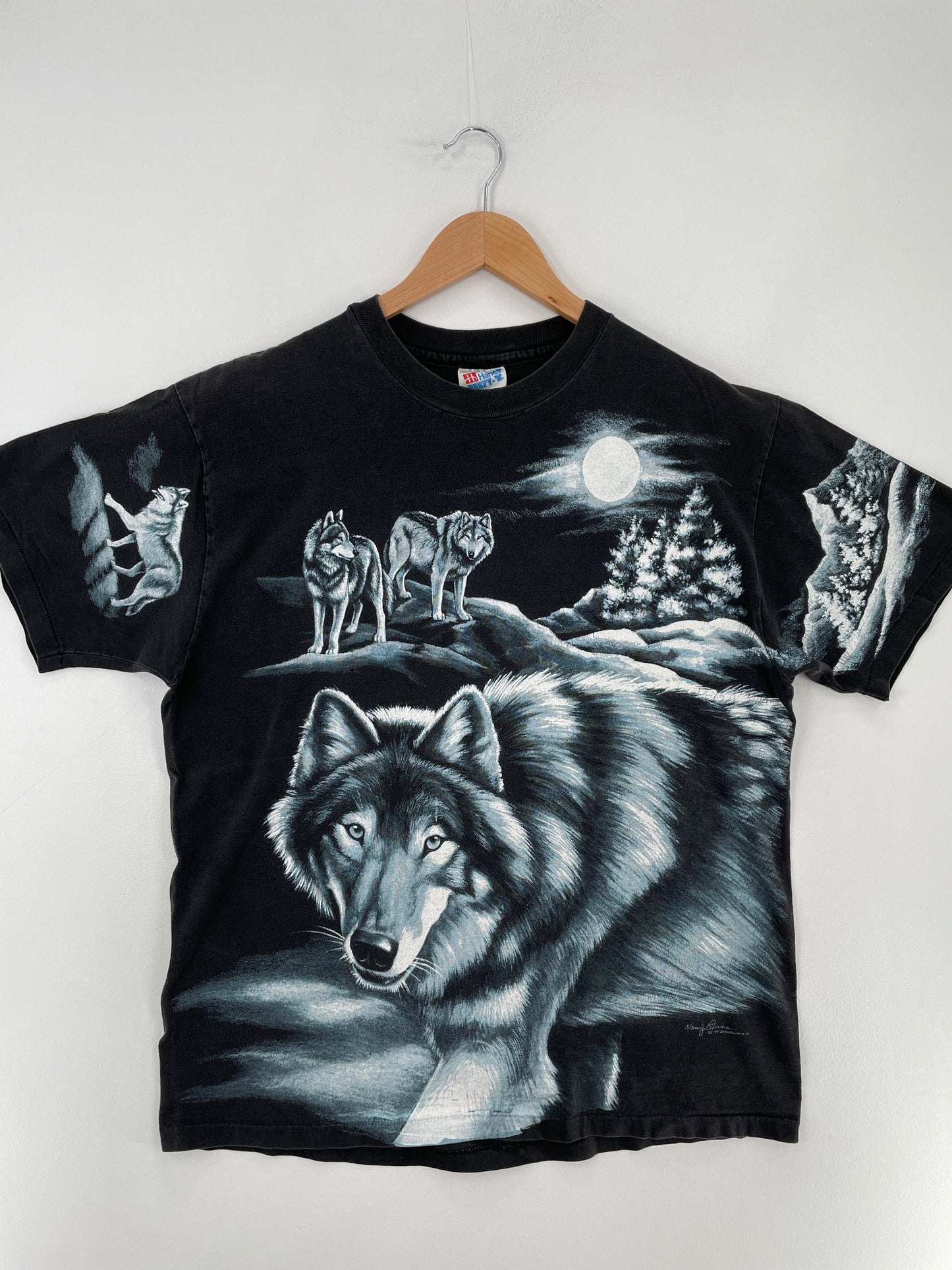 90's WOLF Made in USA Size L Vintage Animal T-shirt / G2625T