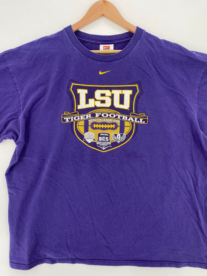 .2008 NIKE x LSU TIGER Size XXL Vintage College T-Shirt / F345T