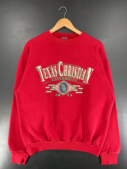 90's TEXAS CHRISTIAN UNIVERSITY Made in USA Size L VintageCollege Sweat-shirt / F6902S