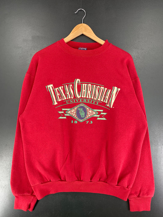 90's TEXAS CHRISTIAN UNIVERSITY Made in USA Size L VintageCollege Sweat-shirt / F6902S