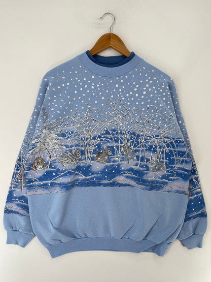 90's HARE Made in USA Size L Vintage Animal Sweat-Shirt / F258S