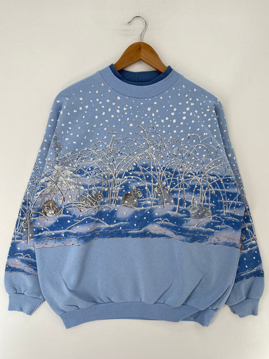 90's HARE Made in USA Size L Vintage Animal Sweat-Shirt / F258S