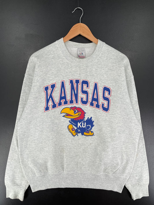 90's KANSAS Made in USA Size L Vintage College Sweat-Shirt / F409S