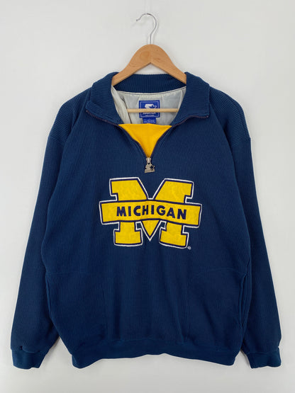 90's STARTER x MICHIGAN Size L Vintage Half Zip College Sweat-Shirt / F2279S