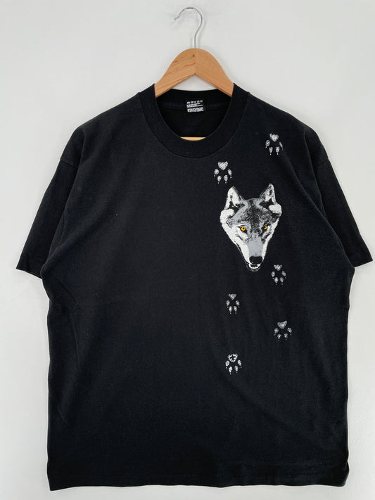 90's WOLF Made in USA Size XL Vintage Animal T-Shirt / G2932T