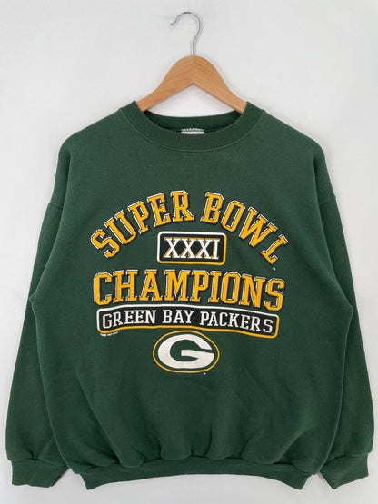 1997 GREEN BAY PACKERS Made in USA Size L Vintage NFL Sweat-Shirt / F4809S