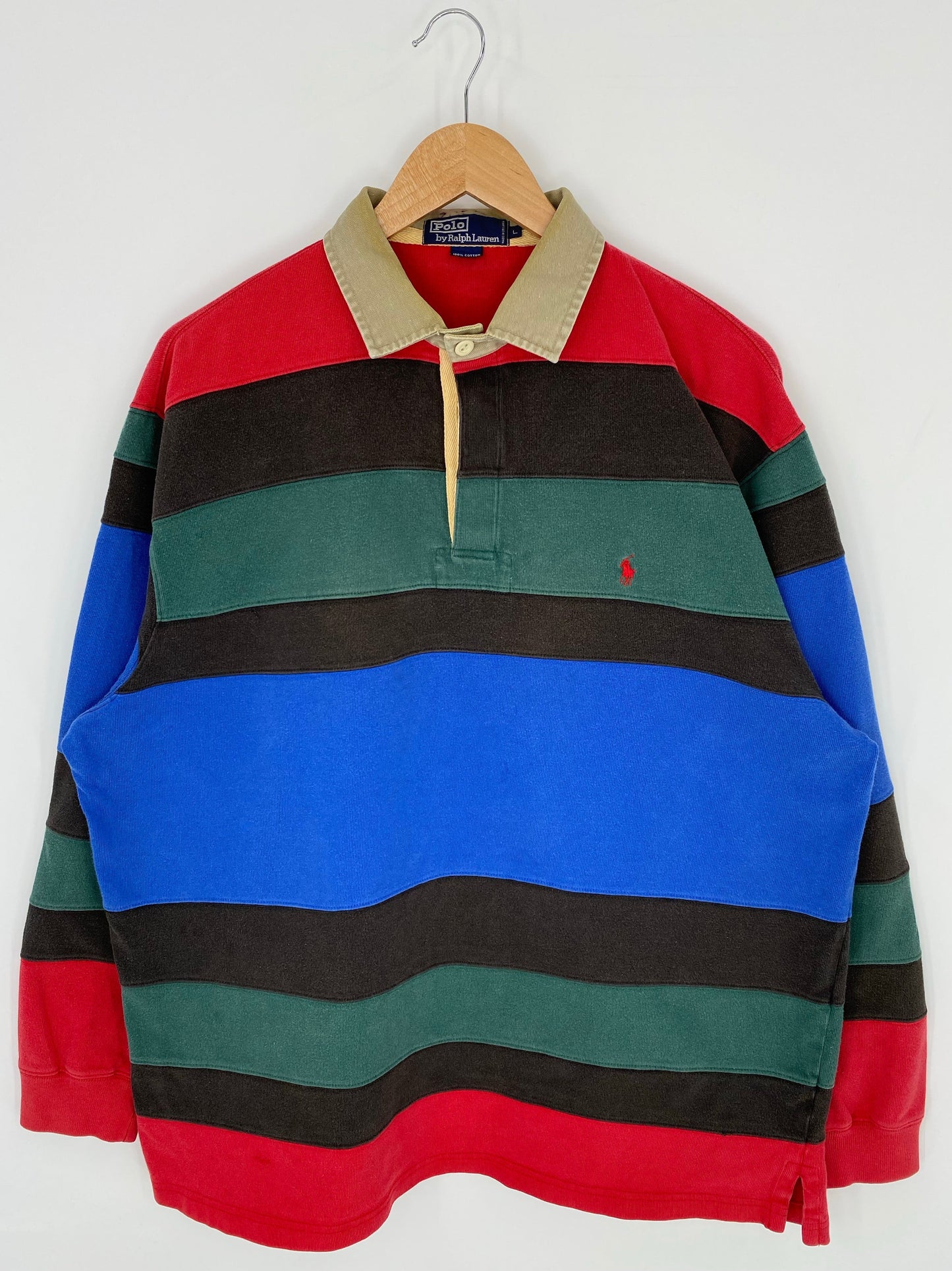 90's POLO RALPH LAUREN Size L Vintage Rugby-Shirt / F417R