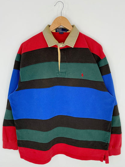 90's POLO RALPH LAUREN Size L Vintage Rugby-Shirt / F417R