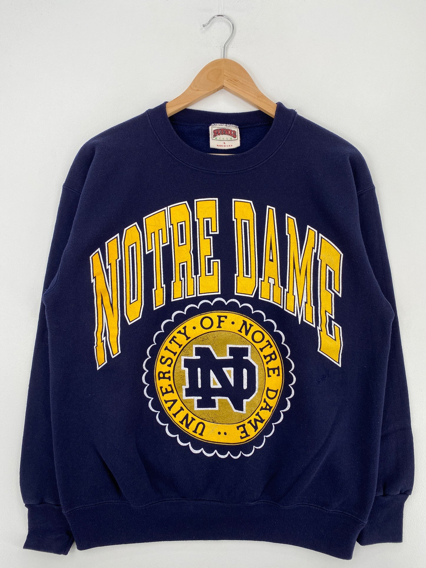 90's NOTRE DAME MAde in USA Size L Vintage College Sweat-shirt / F141S