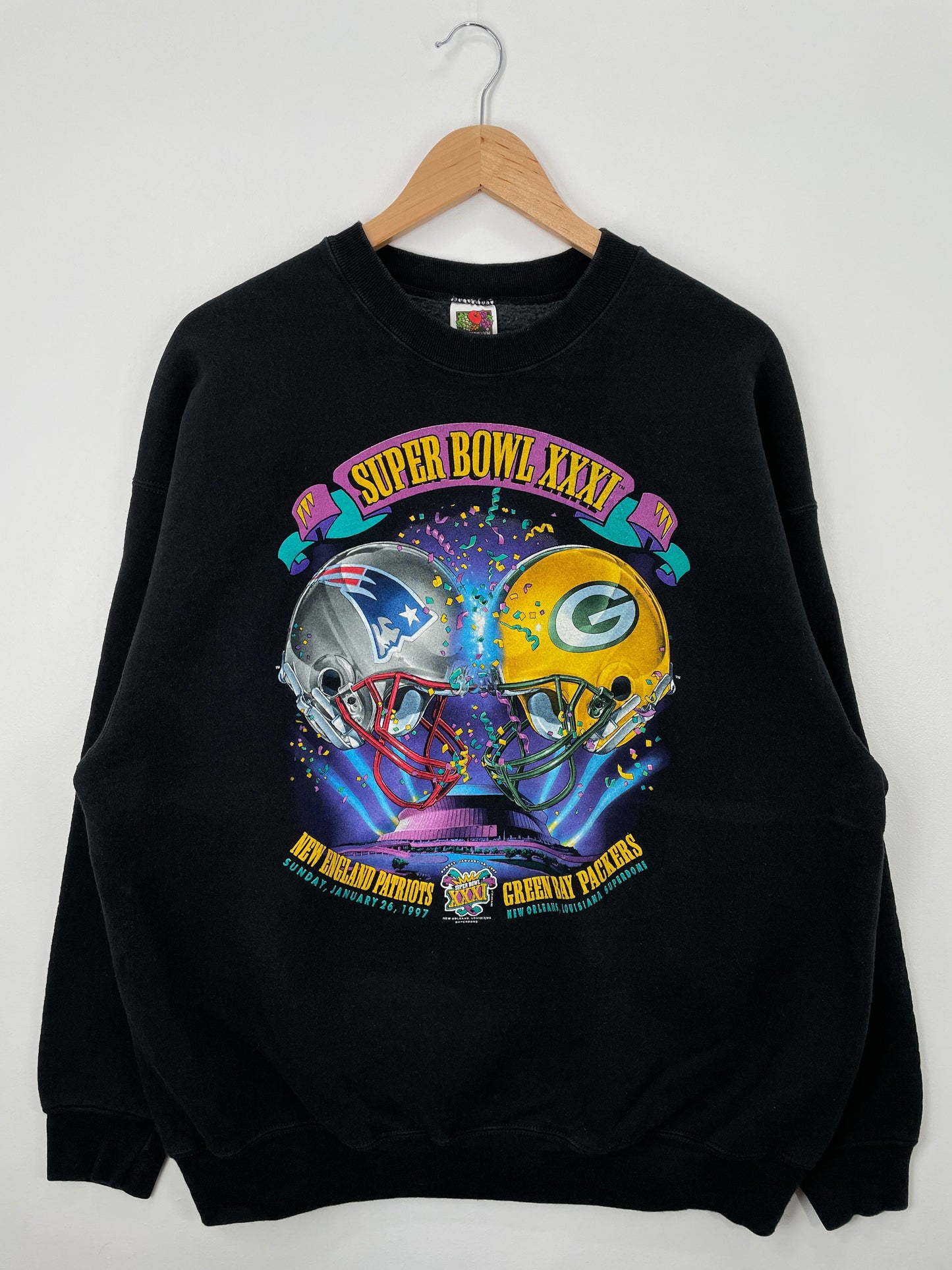 1997 SUPER BOWL NEW ENGLAND PATRIOTS x GREEN BAY PACKERS Size XXL Vintage NFL Sweat-shirt / F2631S