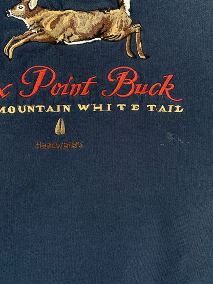 00' SIX POINT BUCK Size XL Vintage Animal Sweat-Shirt / F4591S