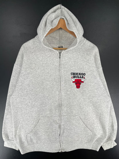90's CHICAGO BULLS Made in USA Size XL Vintage NBA Hoodie Zip up Sweat-Shirt / E7311S