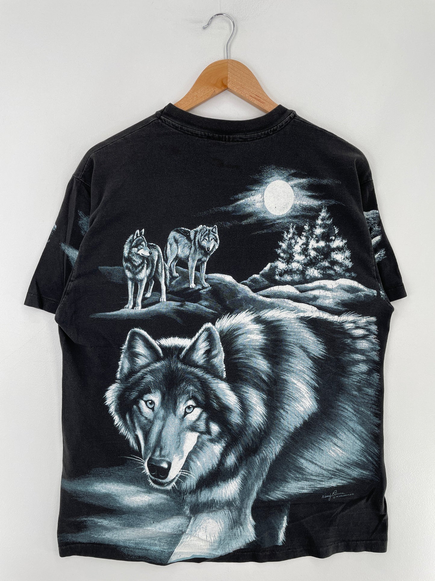 90's WOLF Made in USA Size L Vintage Animal T-shirt / G2625T