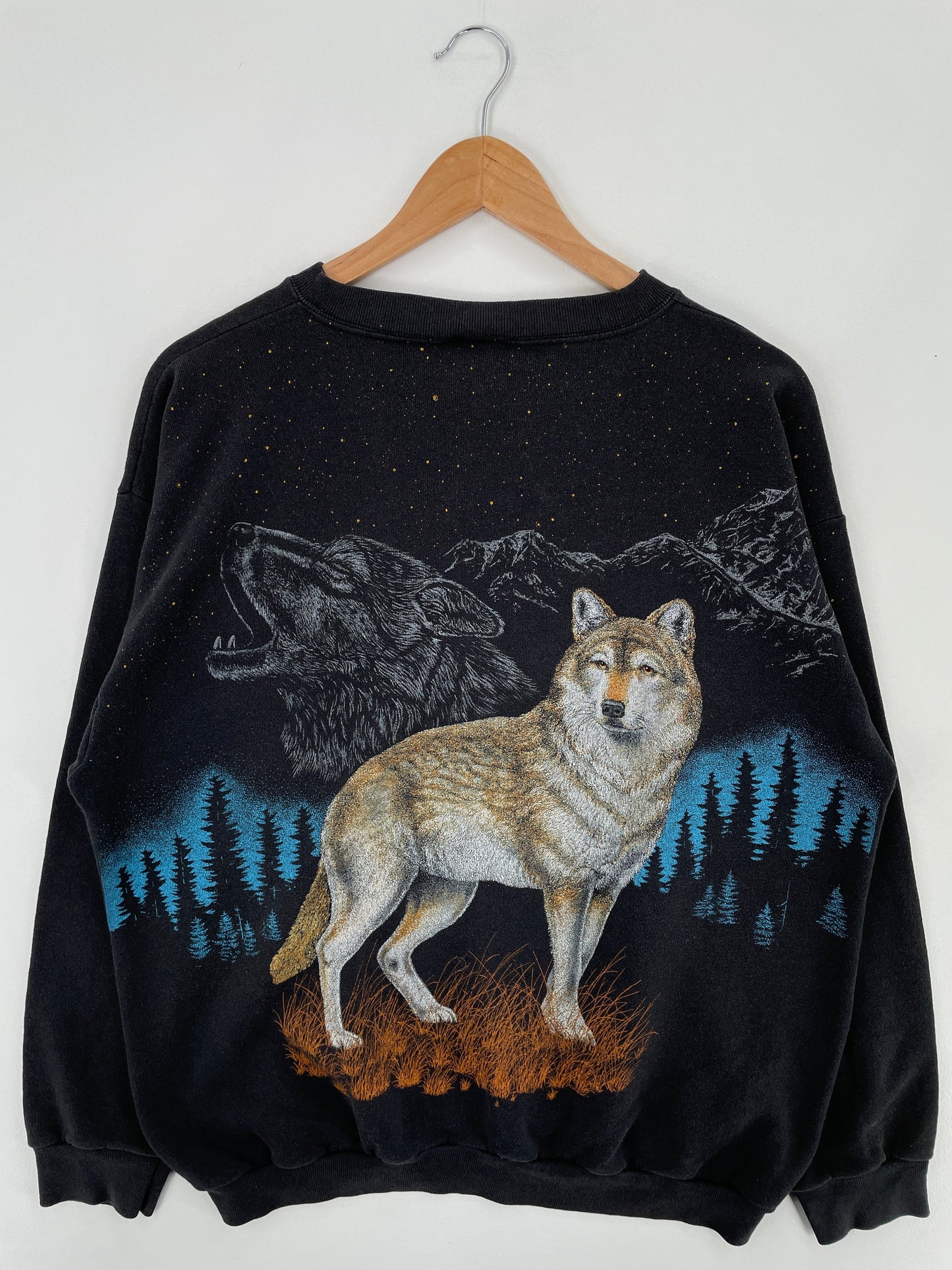 90's WOLF Made in USA Size L Vintage Animal Sweat-Shirt / F2595S
