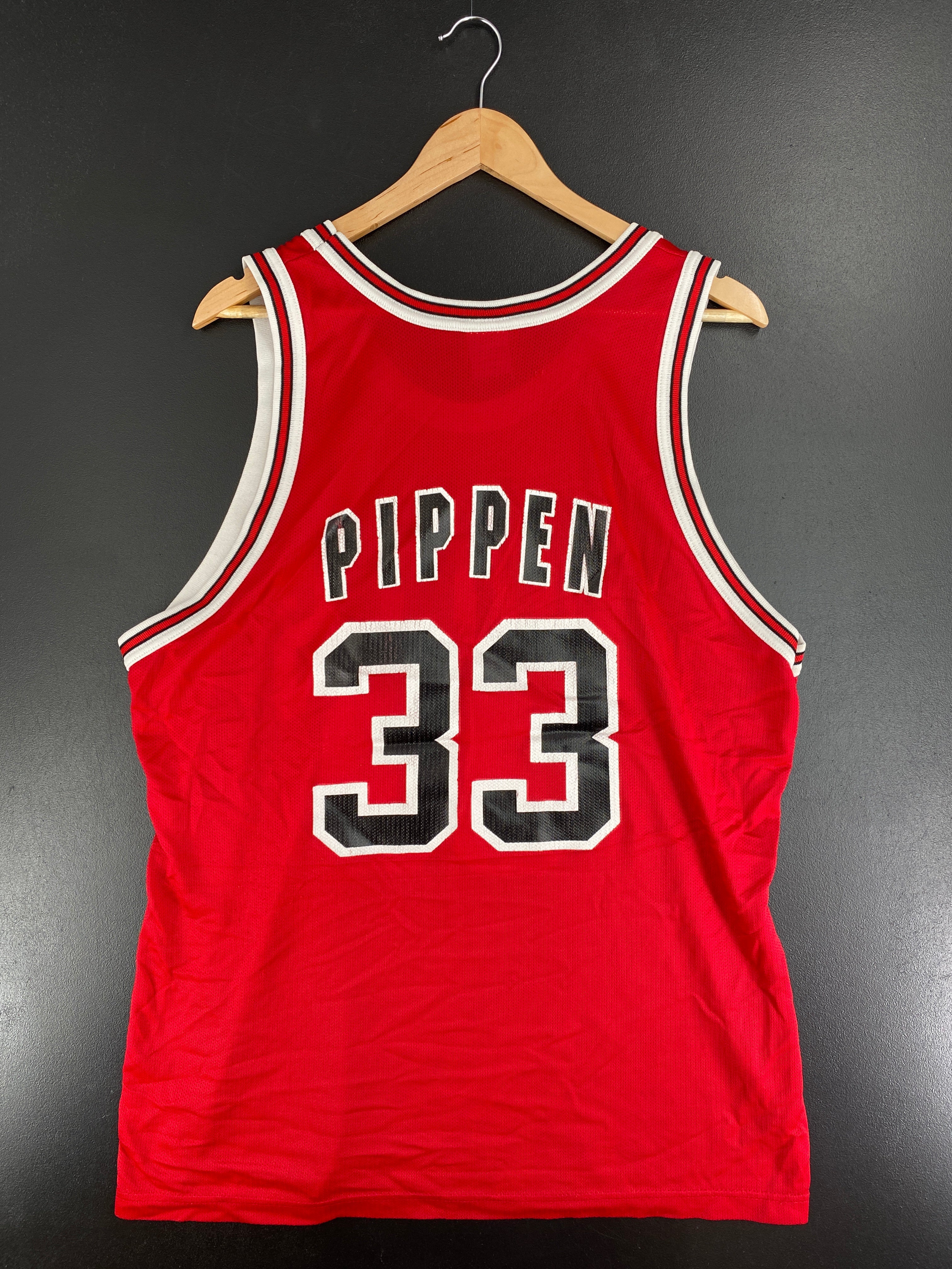 Vintage Champion Scottie Pippen Chicago Bulls Black Jersey Size 48 XL