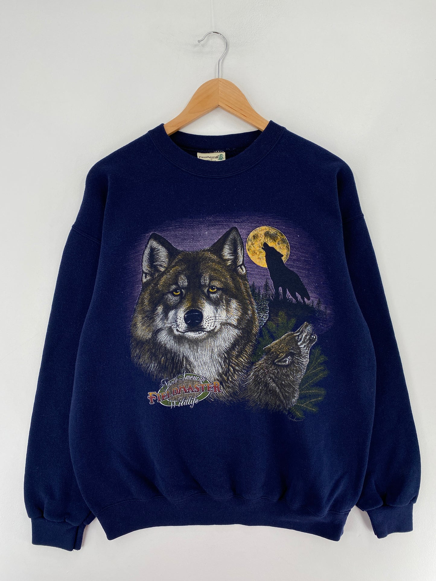 90's WOLVES Made in USA Size L Vintage Animal Sweat-Shirt / E7231S