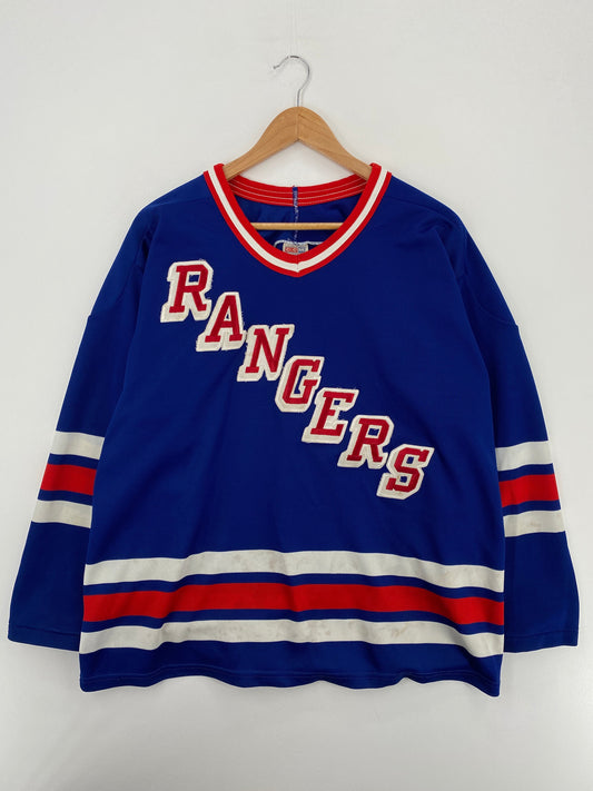 90’s NEW YORK RANGERS Made in USA Size L Vintage NHL Hockey Game Shirt / G2557J