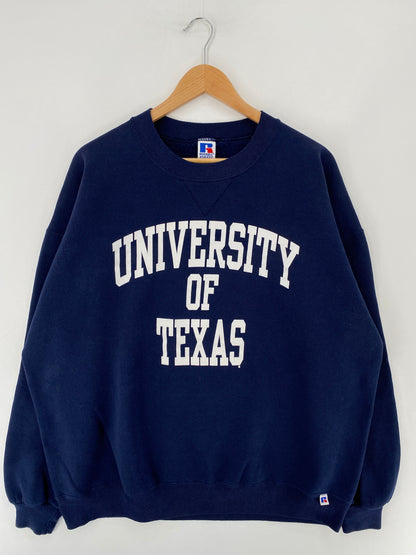 90’s RUSSEL x UNIVERSITY OF TEXAS Size XXL Made in USA Vintage College Sweat-shirt / F5292S
