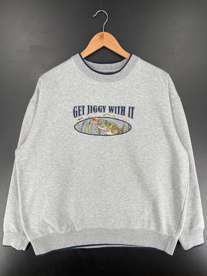 00' BASS FISH Size XL Vintage Animal Sweat-Shirt / E8492S