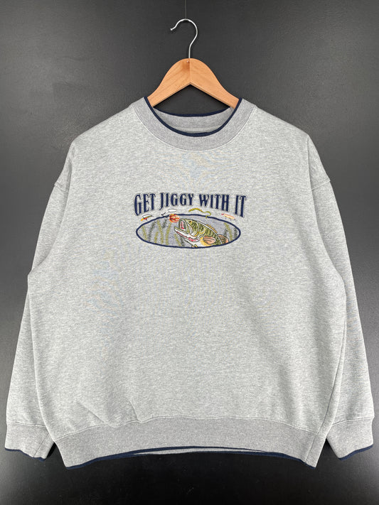00' BASS FISH Size XL Vintage Animal Sweat-Shirt / E8492S