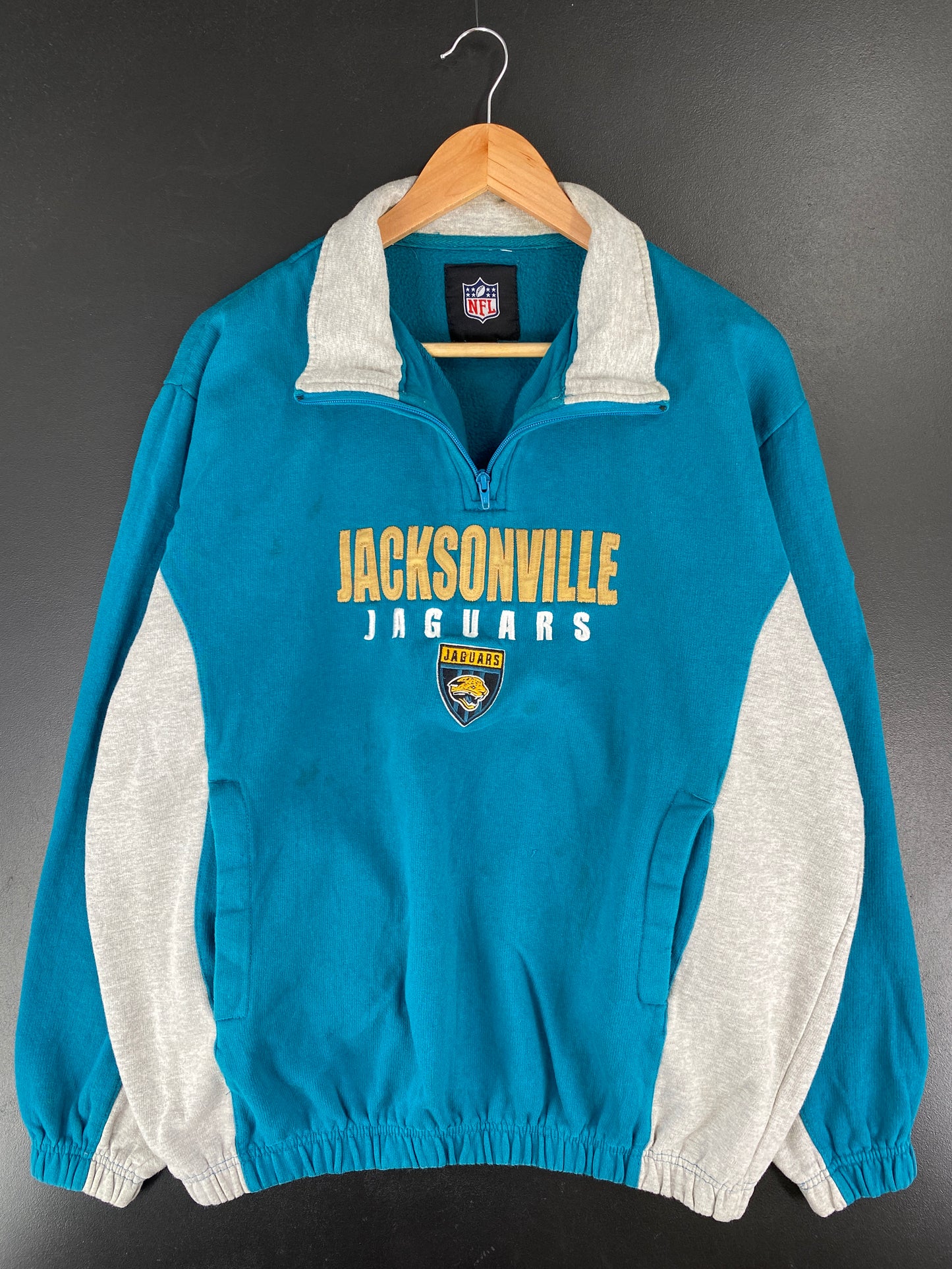 Vintage JACKSONVILLE JAGUARS Size L NFL Half-Zip Sweat-Shirt / E7646S