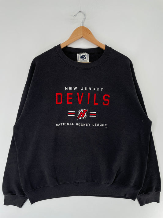00' NEW JERSEY DEVILS Size L Vintage NHL Sweat-Shirt / F867S