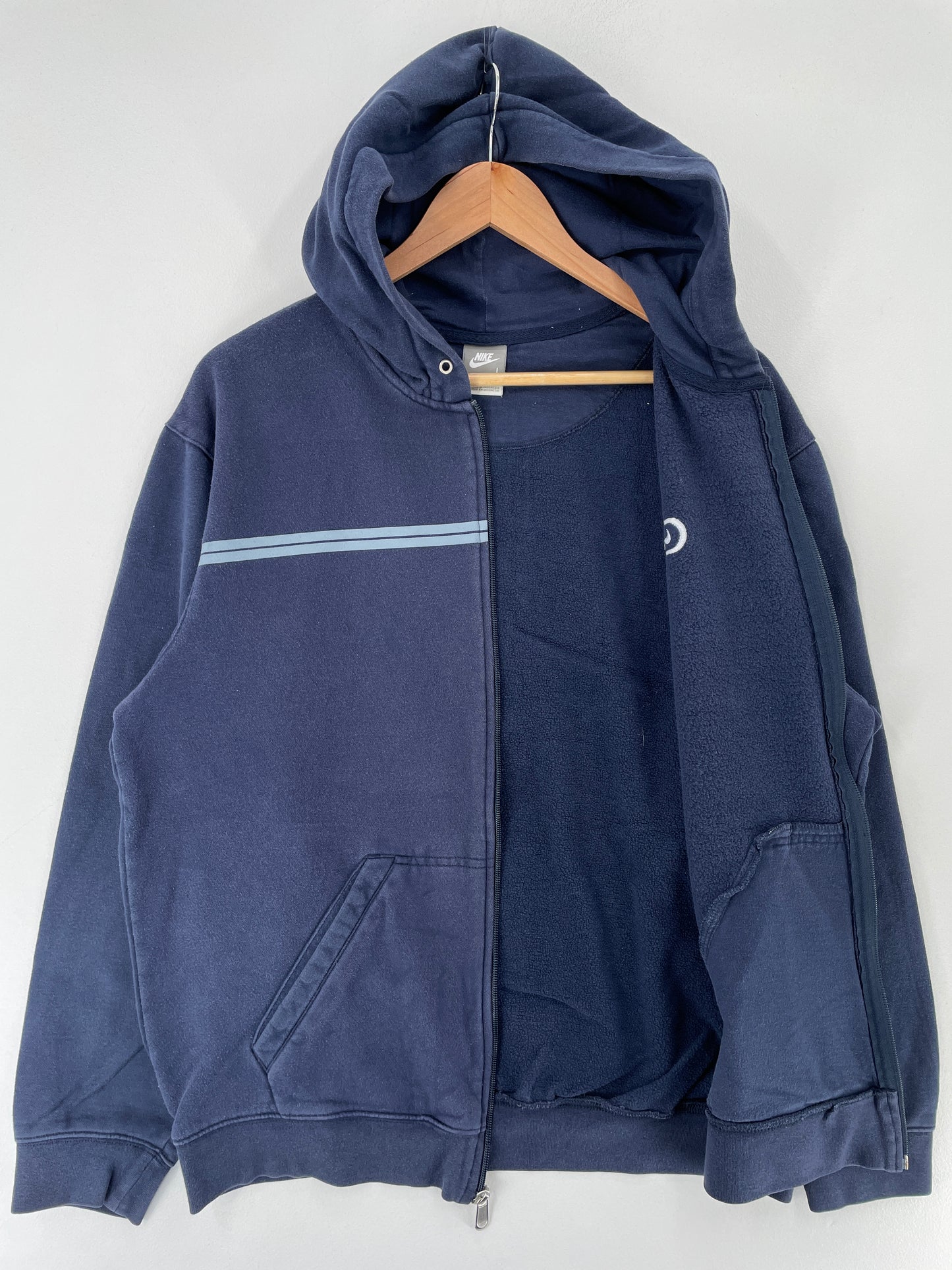 .00' NIKE Size L Vintage College Zip-up Hoodie Sweat-Shirt / E8037S