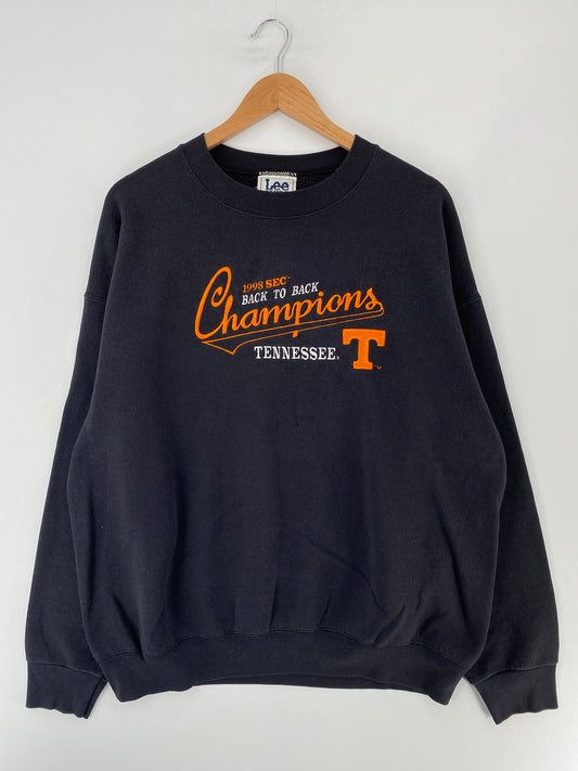 1998 TENNESSEE BACK TO BACK CHAMPIONS Made in USA Size XL Vintage College Sweat-shirt / E8732S