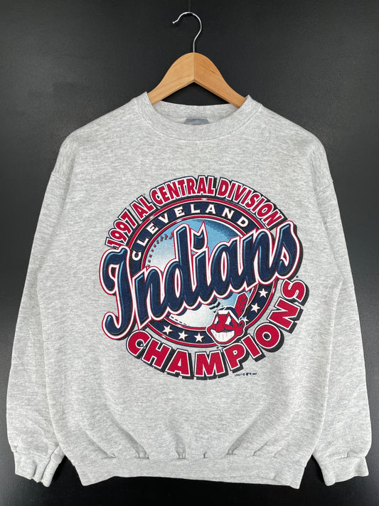 1997 CLEVELAND INDIANS Made in USA Size M Vintage NFL Sweat-Shirt / F614S