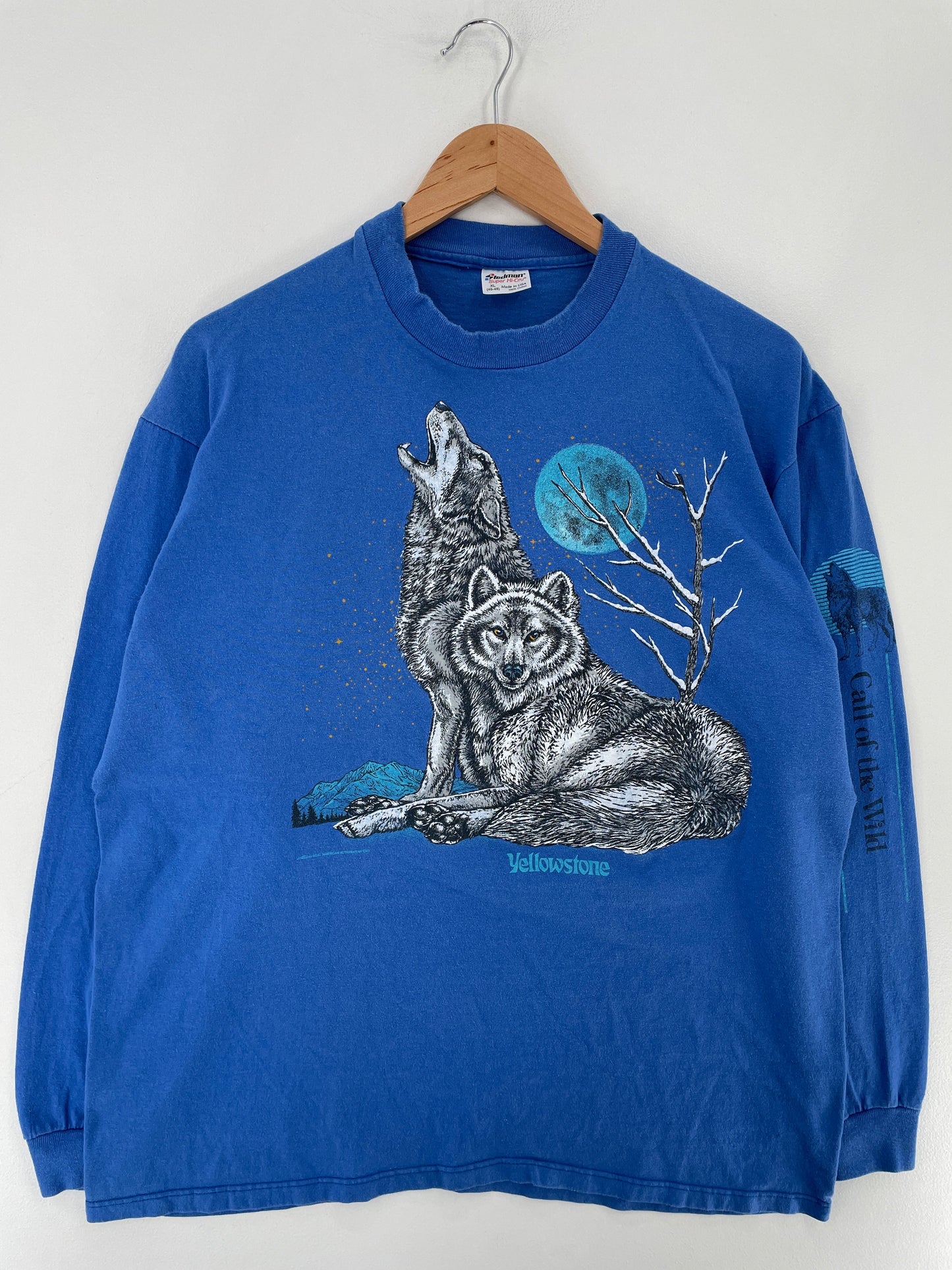 90's WOLF Made in USA Size XL Vintage Animal Long Sleeve T-Shirt / G2342T