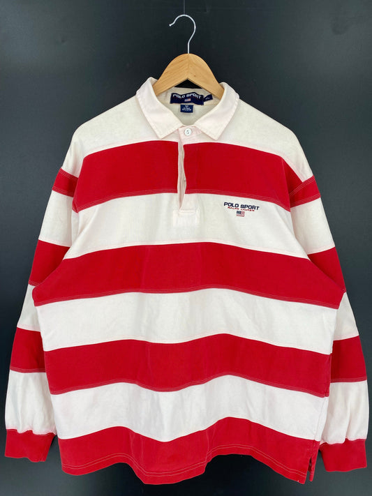 .Vintage POLO SPORTS RALPH LAUREN Size XL Rugby-Shirt / E764R