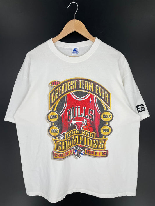 1996 STARTER CHICAGO BULLS Made in USA Size XL Vintage NBA T-shirt / E9659T