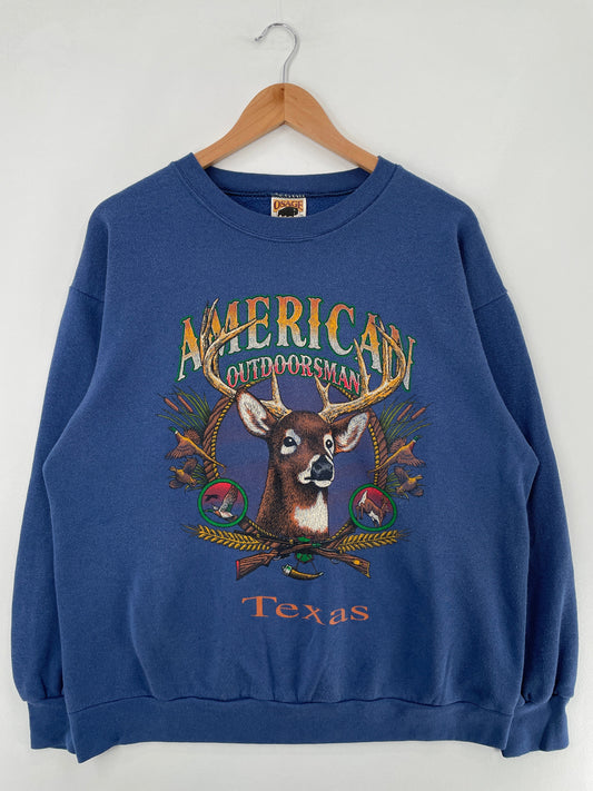90's AMERICAN OUTDOORSMAN TEXAS DEER Made in USA Size XL Vintage Animal Sweat-Shirt / F1571S