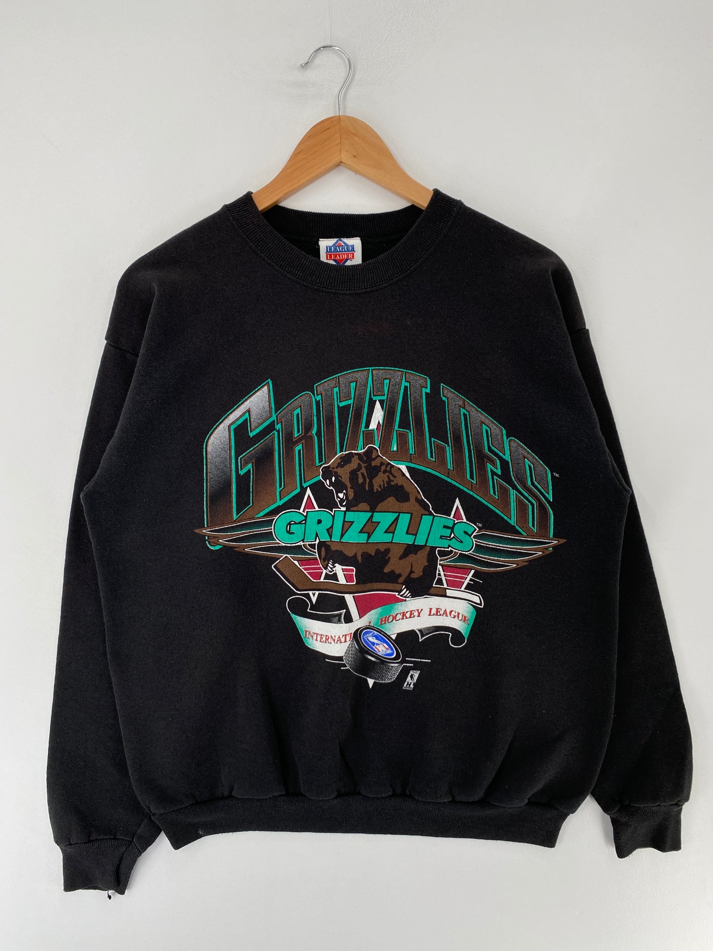 90's UTAH GRIZZLIES Made in USA Size L Vintage NHL Sweat-Shirt / F794S
